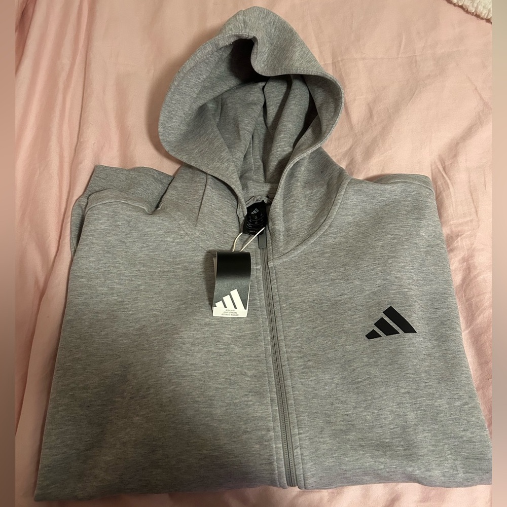 Heather Gray Adidas Men’s Zip Up Hoodie